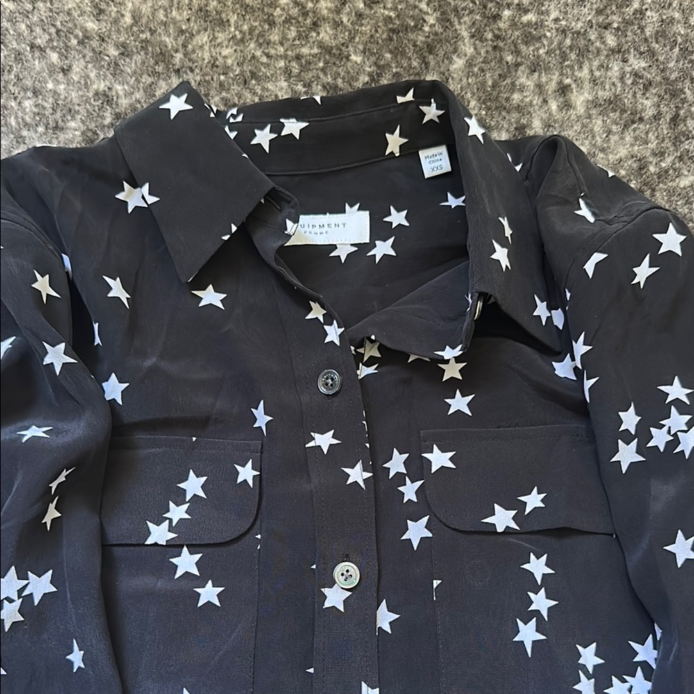 Equipment Black Star Print Button Down Shirt